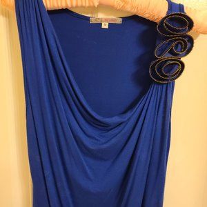 Julie's Closet Royal Blue Top w/ Gold Accent Vtg